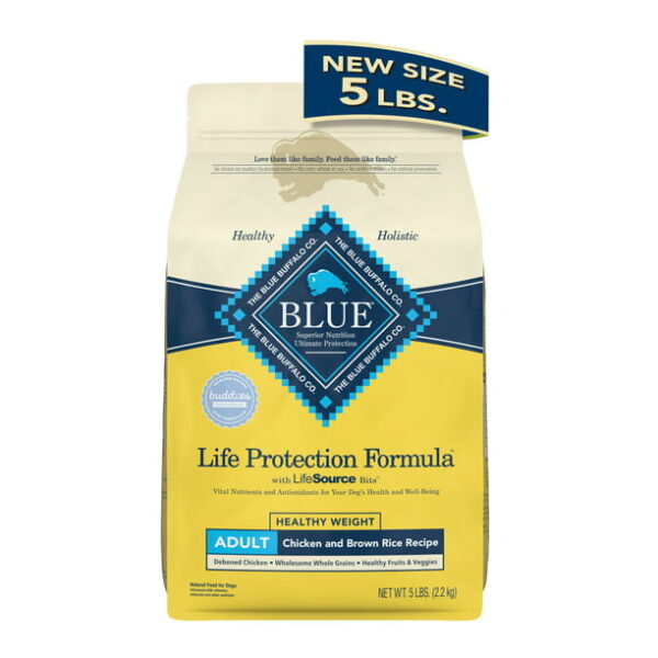 Blue Buffalo Life Protection Formula Healthy Weight Chicken and Brown Rice Dry Dog Food for Adult Dogs, Whole Grain, 5 lb. Bag - Image 3