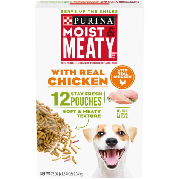 Purina Moist & Meaty Real Chicken Fresh Dog Food, 72 oz Box