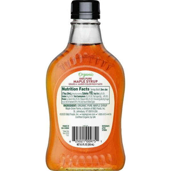 Maple Grove Farms Organic Pure Maple Syrup, 8.5 fl oz - Image 3