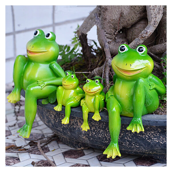 2pcs/Set Cute Resin Sitting Frogs Statue Outdoor Garden Store Decorative Frog Sculpture - Image 2