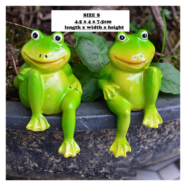 2pcs/Set Cute Resin Sitting Frogs Statue Outdoor Garden Store Decorative Frog Sculpture - Image 3