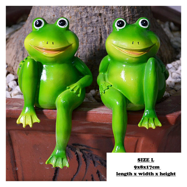 2pcs/Set Cute Resin Sitting Frogs Statue Outdoor Garden Store Decorative Frog Sculpture - Image 4