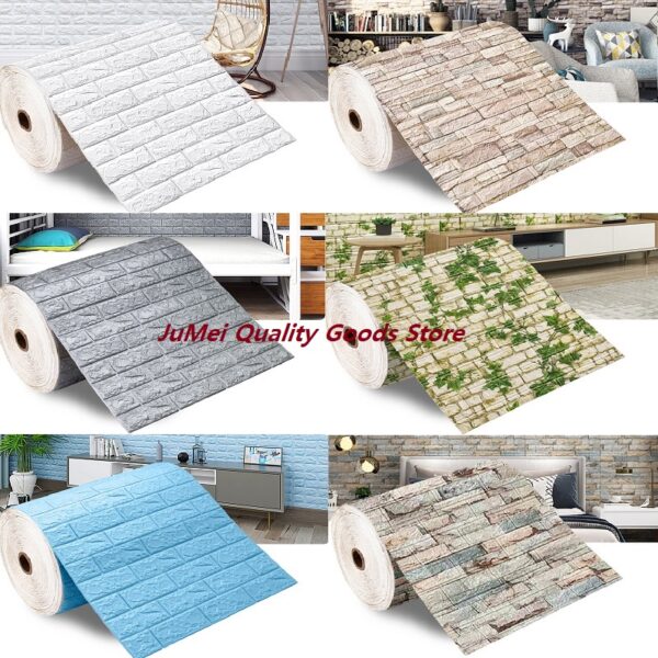 3/5/10m 3D Self-Adhesive Wallpaper Continuous Waterproof Brick Wall Stickers Living Room - Image 2