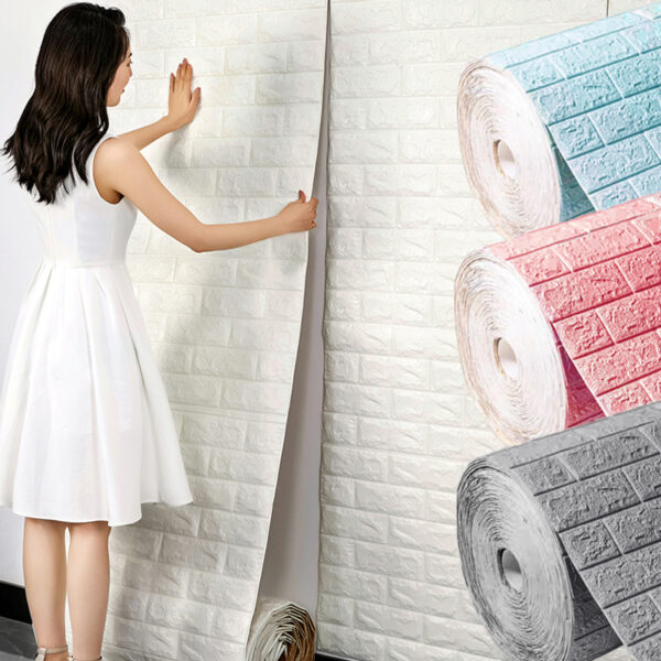 3/5/10m 3D Self-Adhesive Wallpaper Continuous Waterproof Brick Wall Stickers Living Room - Image 3