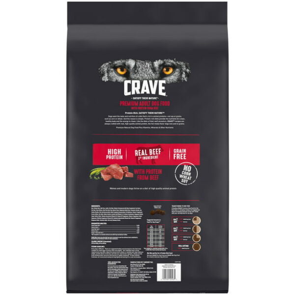 CRAVE Grain Free Adult Dry Dog Food with Protein from Beef, 22 lb. Bag - Image 3