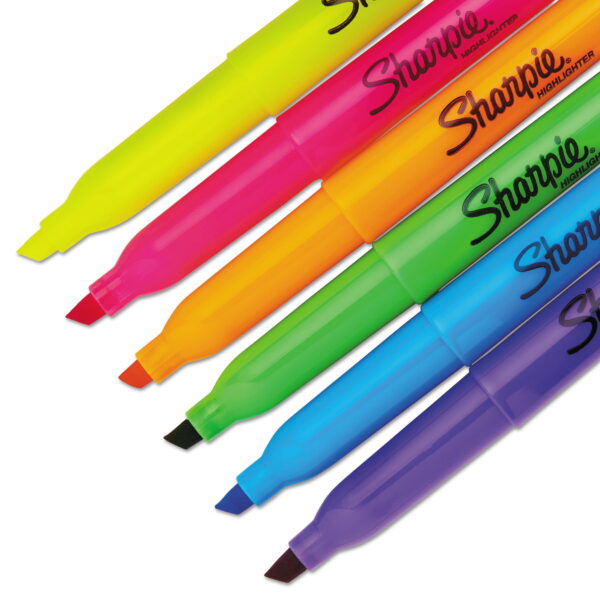 Sharpie Pocket Highlighters, Chisel Tip, Fluorescent Colors, 12 Count - Image 3