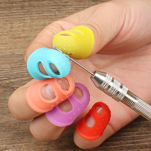 5pcs/Lot Multifunctional Silicone Thimbles Hollowed Out Breathable Protective Finger Sleeve - Image 3