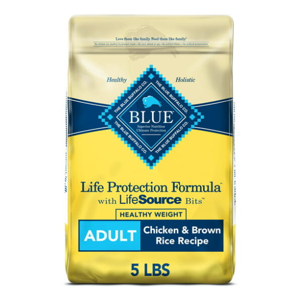 Blue Buffalo Life Protection Formula Healthy Weight Chicken and Brown Rice Dry Dog Food for Adult Dogs, Whole Grain, 5 lb. Bag