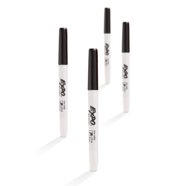 EXPO Low-Odor Dry-Erase Marker Ultra Fine Point Black 4/Pack - Image 3