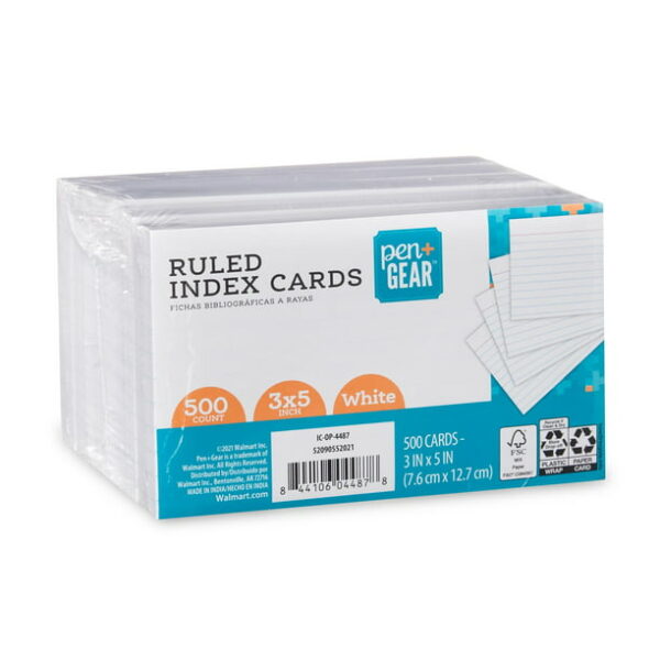 Pen+ Gear Ruled Index Cards, White, 500 Count, 3" x 5" - Copy