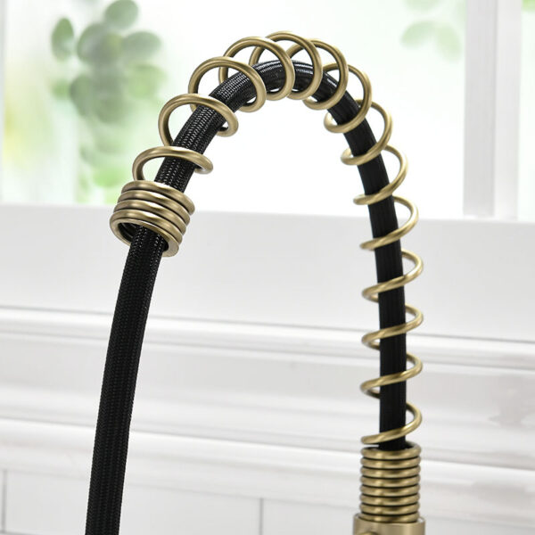 Brushed Gold Pull Down Kitchen Sink Faucet Brushed Gold Swivel Spout - Image 5