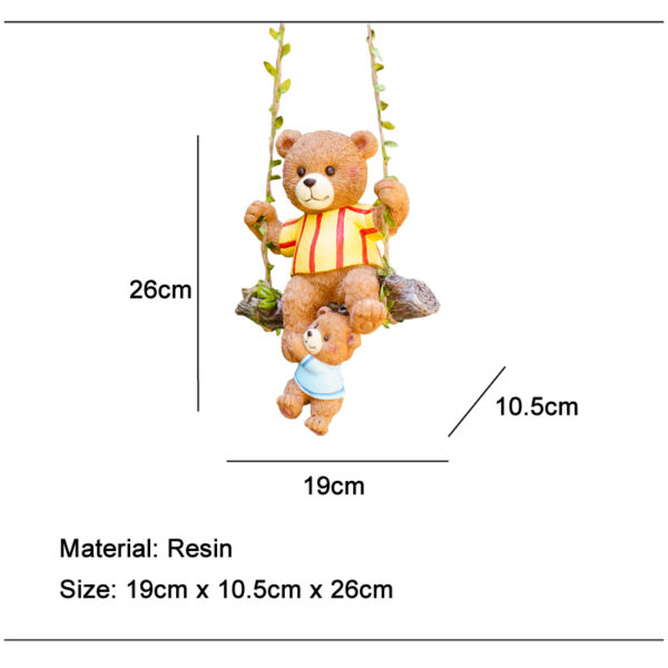 Cute Mother And Child Bear Sitting On Swing Hang Ornaments Resin Statue Landscaping Animal Sculpture - Image 6