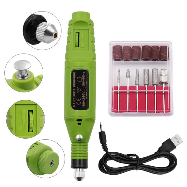 Nail Manicure USB Mini Electric Grinding Variable Speed Rotary Tool Kit