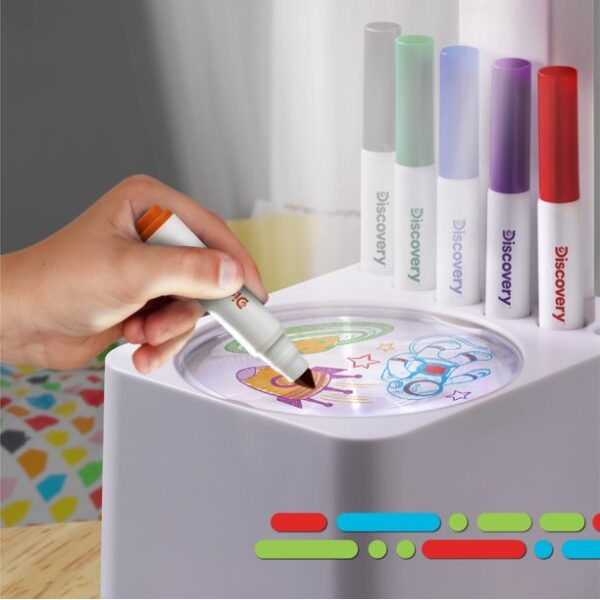 Discovery Kids Art Projector with Six Dry Erase Markers and 10 Reusable Drawing Discs, White - Image 3