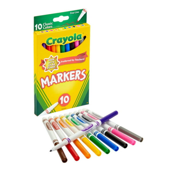 Crayola Marker Set, Assorted Colors, Beginner Child, 10ct Fine Line - Image 3