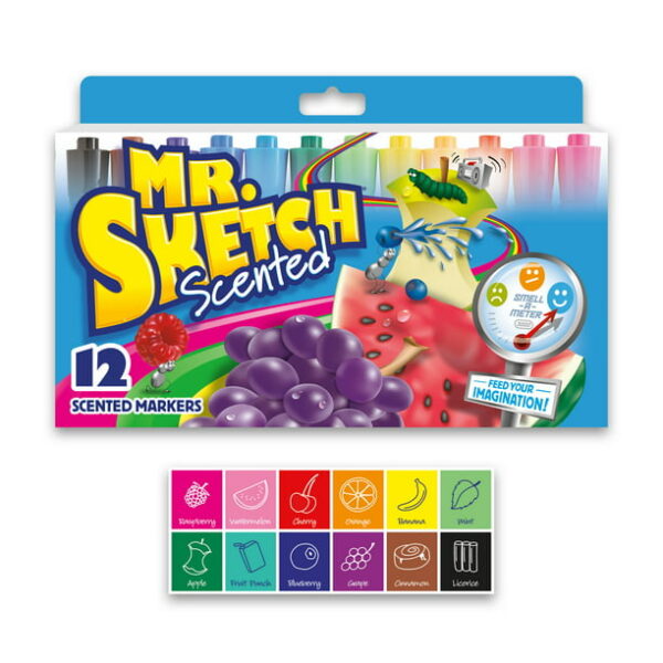 Mr. Sketch Scented Markers, Chisel Tip, Assorted Colors, 12 Count