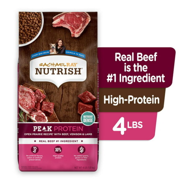 Rachael Ray Nutrish PEAK Protein Open Prairie Recipe With Beef, Venison & Lamb, Dry Dog Food, 4 lb. Bag - Image 3