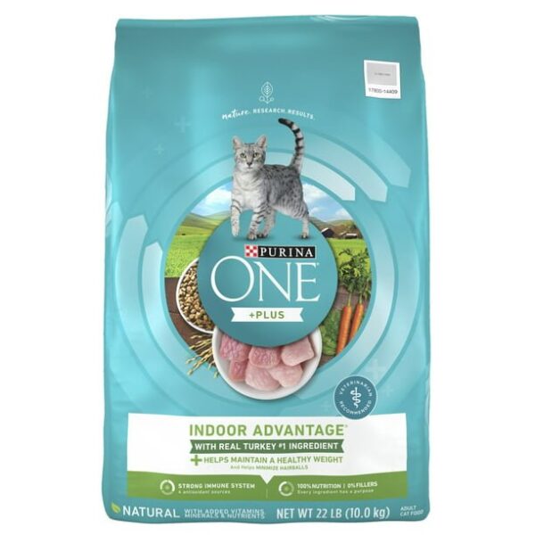 Purina One +Plus Indoor Advantage Dry Cat Food Turkey, 22 lb Bag