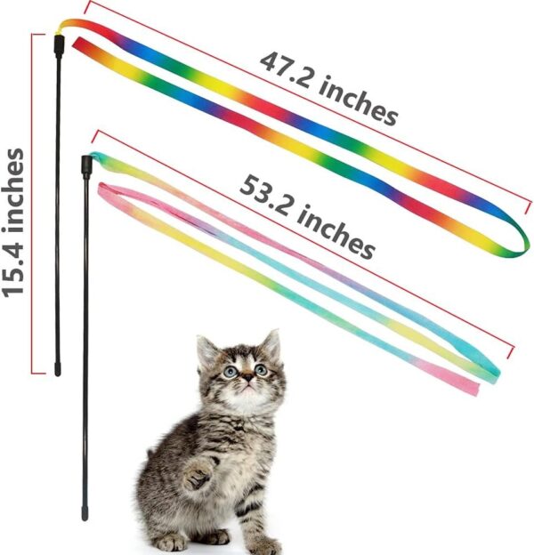 Cat Toys , Interactive Cat Toy 2PCS Retractable Wand Toy and 9PCS Feather Toys Refills, Funny Kitten Toys Cat Fishing Pole Toy for Bored Indoor Cats Chase and Exercise - Image 3