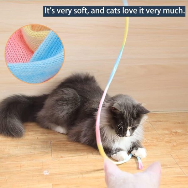 Cat Toys , Interactive Cat Toy 2PCS Retractable Wand Toy and 9PCS Feather Toys Refills, Funny Kitten Toys Cat Fishing Pole Toy for Bored Indoor Cats Chase and Exercise - Image 5