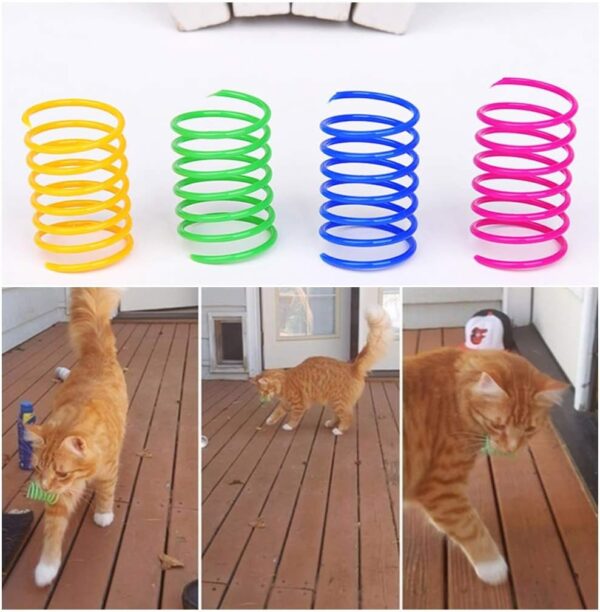 Cat Spiral Spring, 12 Pc Creative Toy to Kill Time and Keep Fit Interactive Durable Heavy Plastic Colorful Toy for Swatting, Biting, Hunting Kitten Toys - Image 6