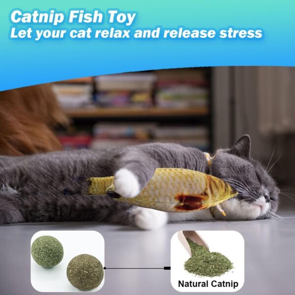 Cat Toys 27 Packs Combo Set, Cat Catnip Fish and Ball Toy, Cat Bell Balls Crinkle Balls, Cat Spring Toys, Plush Mices Attract Cats to Swat, Bite, Hunt, Interactive Toys - Image 2