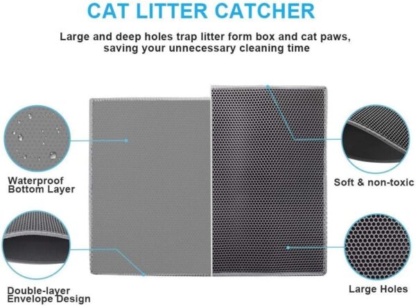 Pieviev Cat Litter Mat Double Layer Waterproof Urine Proof Trapping Mat 1 Pack (Gray, 24x15 Inch (Pack of 1)) - Image 7