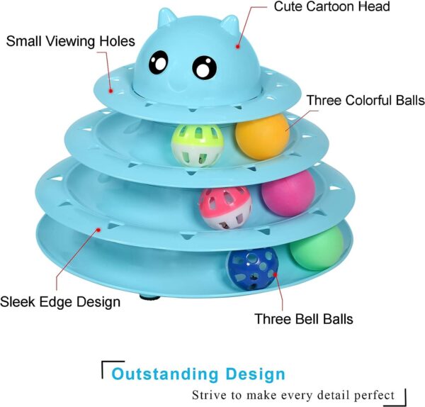 Christmas Cat Toy Roller 3-Level Turntable Cat Toy Balls with Six Colorful Balls Interactive Kitten Fun Mental Physical Exercise Puzzle Toys. - Image 7