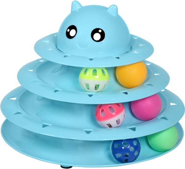 Christmas Cat Toy Roller 3-Level Turntable Cat Toy Balls with Six Colorful Balls Interactive Kitten Fun Mental Physical Exercise Puzzle Toys.