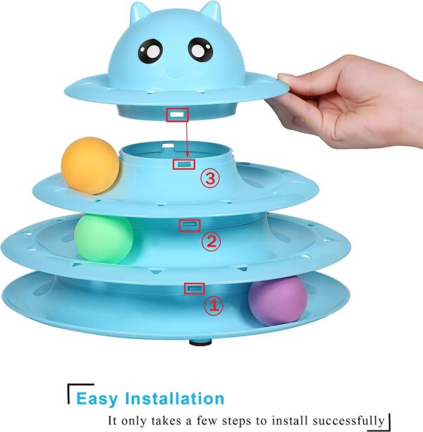 Christmas Cat Toy Roller 3-Level Turntable Cat Toy Balls with Six Colorful Balls Interactive Kitten Fun Mental Physical Exercise Puzzle Toys. - Image 6