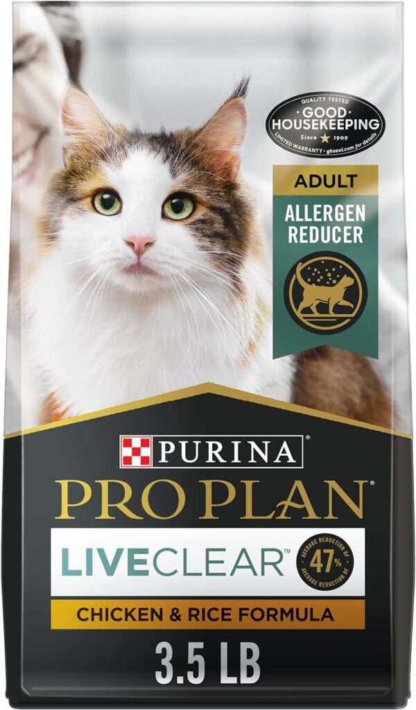 Purina Pro Plan Allergen Reducing, High Protein Cat Food, LIVECLEAR Chicken and Rice Formula - 3.5 lb. Bag