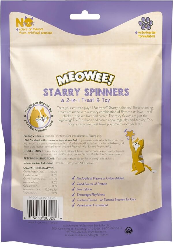 Starry Spinners Cat Treat, 1.25 Ounce Bag, 2-in-1 Treat & Toy Made with Real Chicken, Chicken Liver & Catnip, Encourages Playfulness & Low Calorie - Image 5