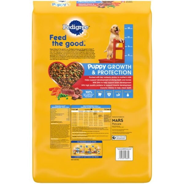 Pedigree Puppy Growth & Protection Grilled Steak & Vegetable Flavor Dry Dog Food for Puppy, 14 lb. Bag - Image 3